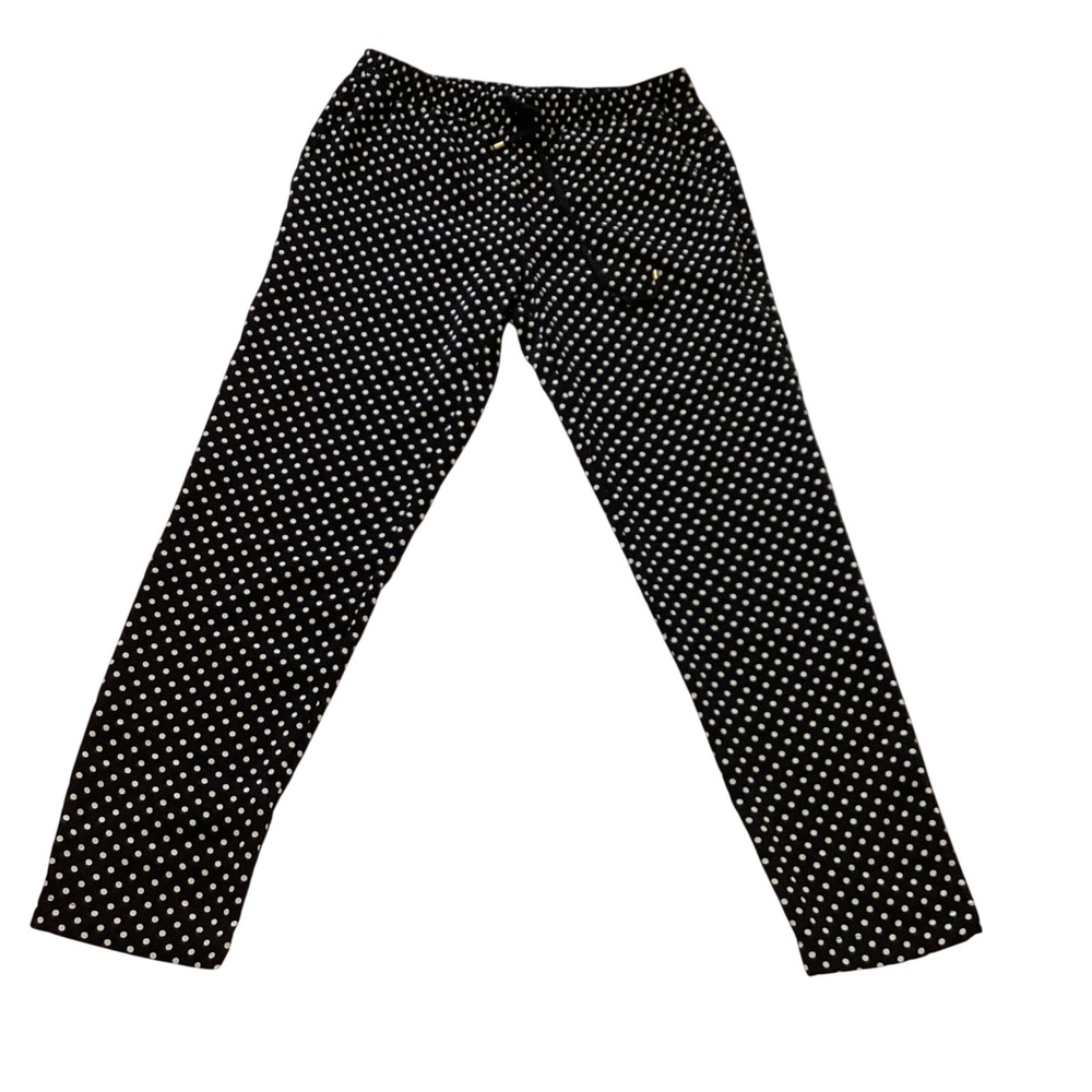 Lauren Ralph Lauren Black White Polka Dot Pull On Drawstring Pants Size 4